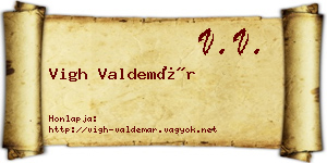Vigh Valdemár névjegykártya